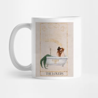 The Lovers Tarot Card Watercolor Sailor & the Siren Mermaid and her Sailor in bathtub Mug